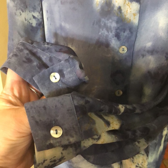 TESS size XL Cloudscape Button 100% Silk Button-front Ethereal Heavenly $109 NEW - Picture 10 of 12